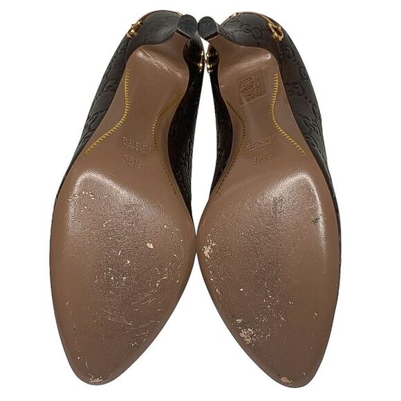 Gucci Chocolate Brown Leather Pumps Horsebit Heel EU 38.5 US 8.5 Made in Italy - Picture 9 of 12